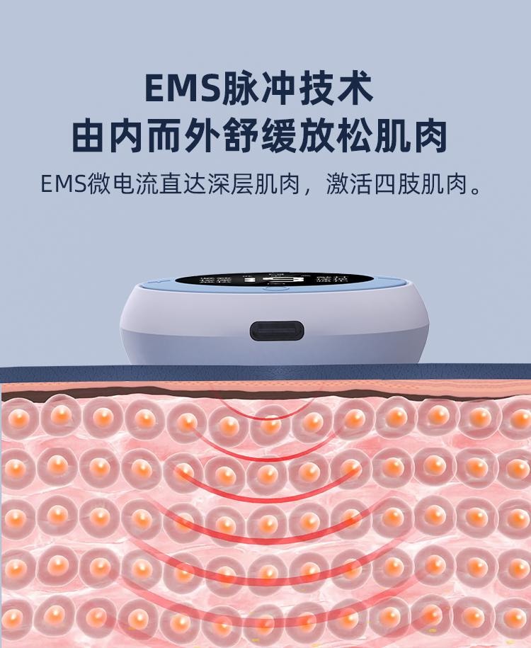 【中国直邮】 CARLLE 天鹅臂速成!EMS 微电流手臂塑形按摩仪 9 模式 19 档  蓝色 遥控款 一套装