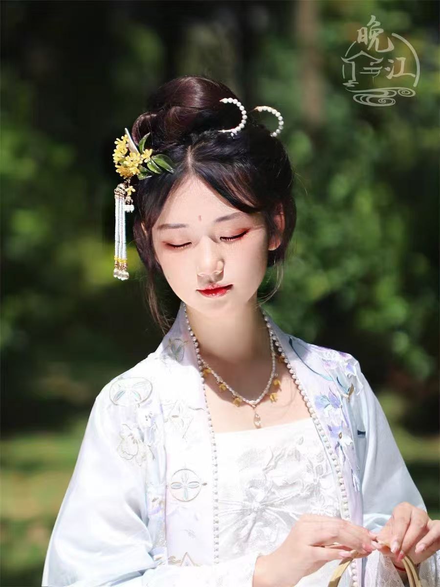 【中國直郵】晚江亭 月令桂花頭飾 古風新中式簪子-桂花竹簪 1支|*預計抵達時間3-4週