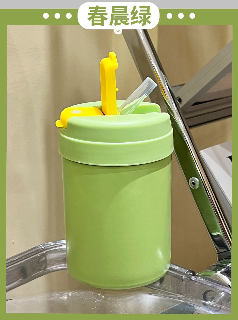 【中國直郵】 不鏽鋼保溫杯可愛迷你吸管杯學生禮品 綠色420ml