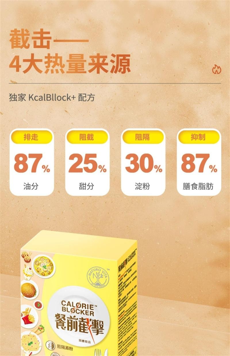 【中國直郵】 維特健靈 餐前截擊小黃條飲品飯前一條減少攝取阻斷脂肪 14包/盒