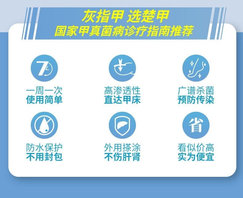 【中國直郵】 楚甲 鹽酸阿莫羅芬搽劑 治療灰指甲專用藥 高滲透性 直達甲床 0.5ml/盒