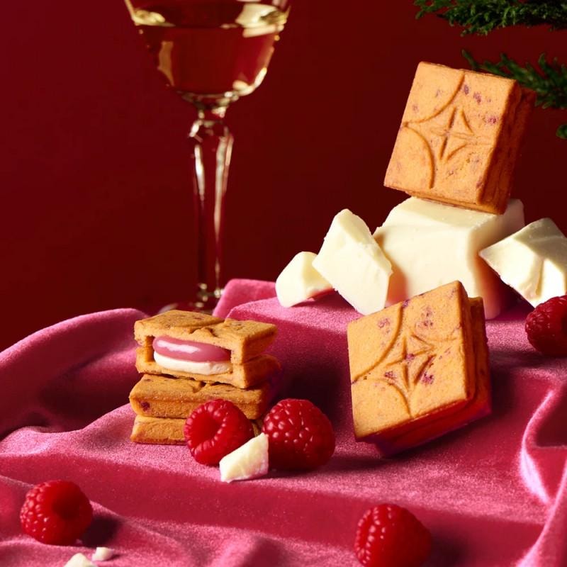 【日本直邮】日本 press butter sand  粉色树莓白巧奶油夹心曲奇饼干 5枚装 