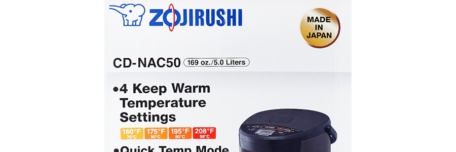Zojirushi CD-NAC50BM Micom Water Boiler & Warmer - Metallic Black