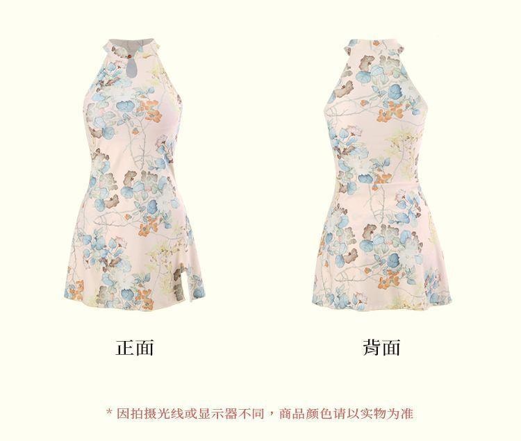 【中国直邮】 亦美珊 显瘦国风纯欲风新中式泳衣 荷花粉色L码