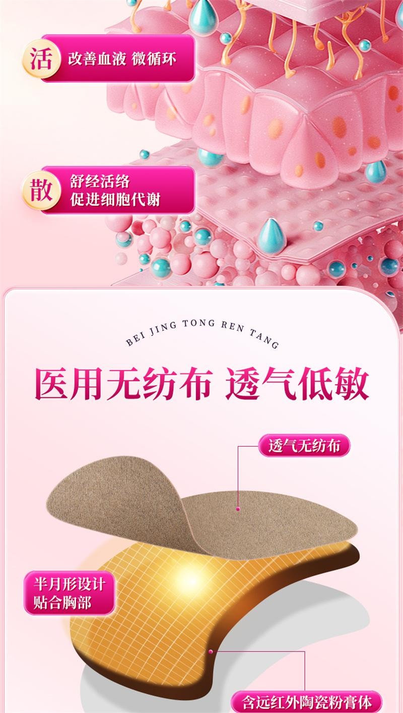 【中国直邮】 北京同仁堂 乳腺炎增生结节散结贴 乳房胀痛疏通远红外小叶硬块囊肿 8贴/盒