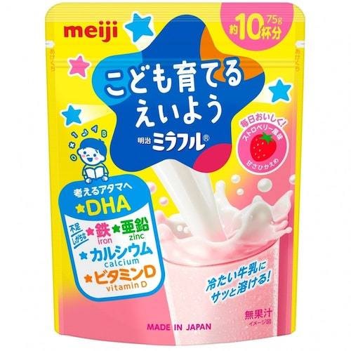 【日本直邮】MEIJI明治 儿童成长含铁钙锌DHA冲泡营养粉 草莓味 75g