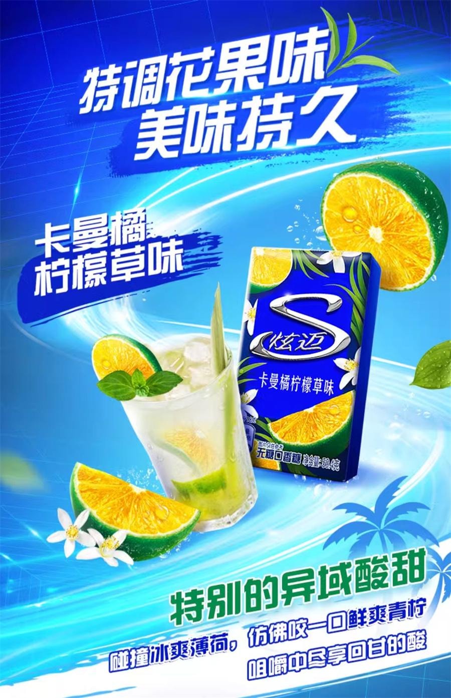 【中國直郵】 炫邁 無糖口香糖 花香薄荷味清新口氣持久便攜裝 海鹽荔枝味50.4g/盒