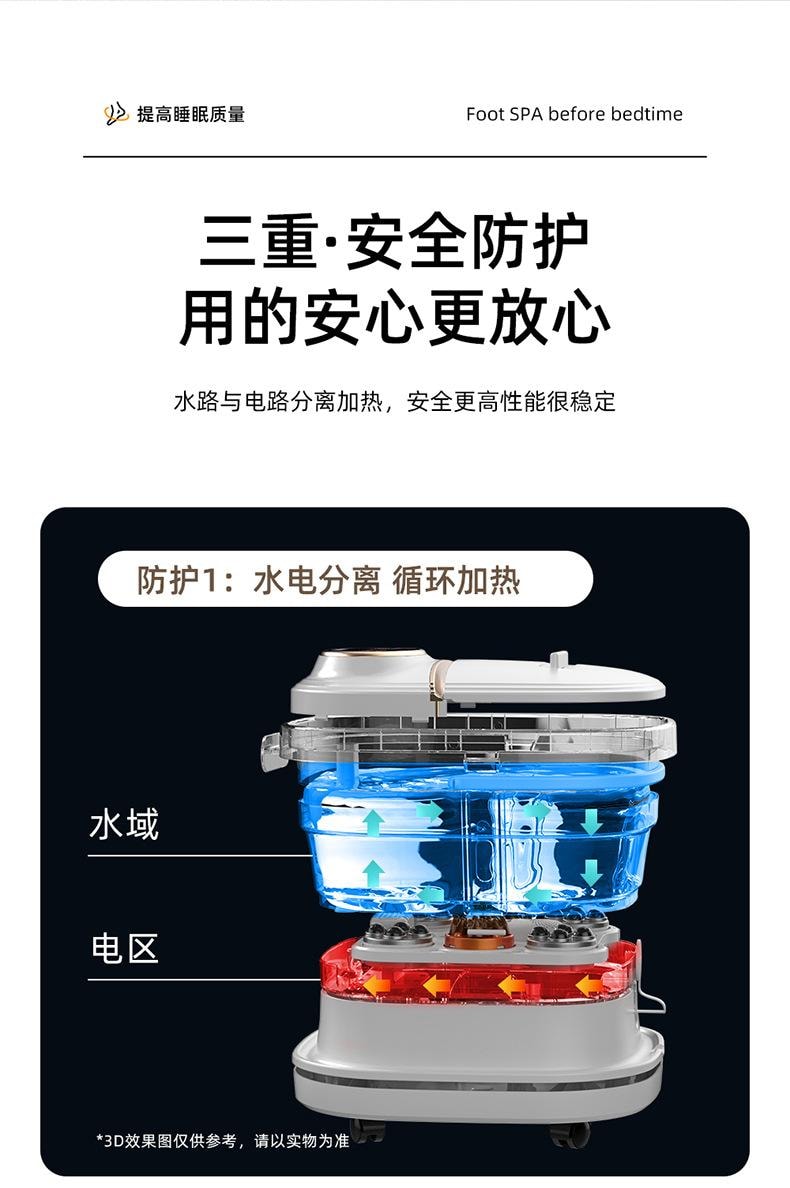 美國BECWARE 家用大容量按摩足浴盆 多功能智慧電動加熱 折疊易收納 白色 1件入