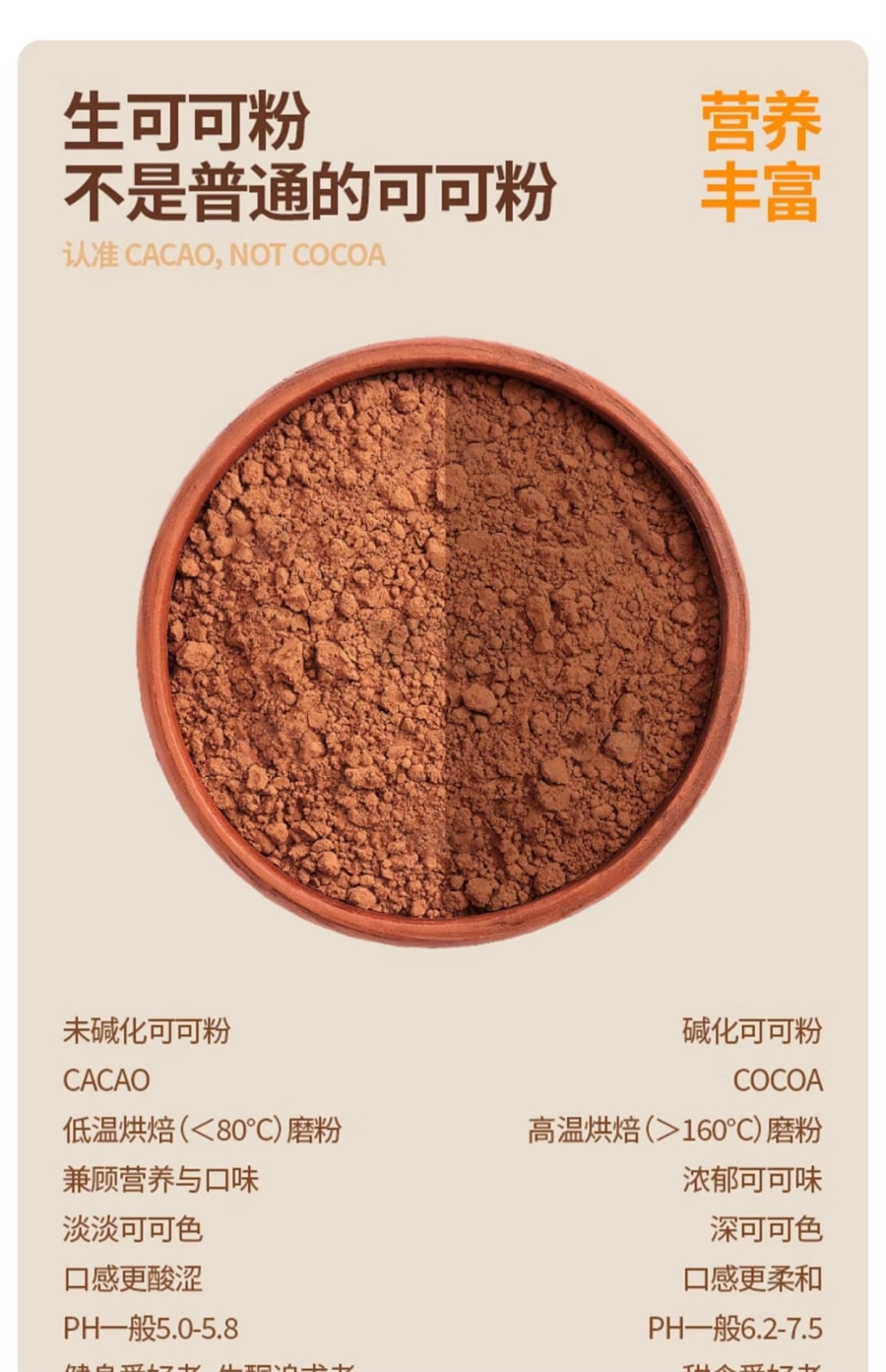 【中国直邮】谷之优品 生可可粉未碱化无糖天然冲饮冲泡低脂黑热巧克力烘焙  100g