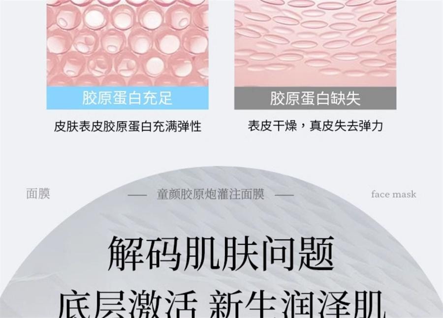 【中国直邮】 素秀臣氏 童颜胶原炮沁透面膜 补水美白紧致抗皱 5片/盒