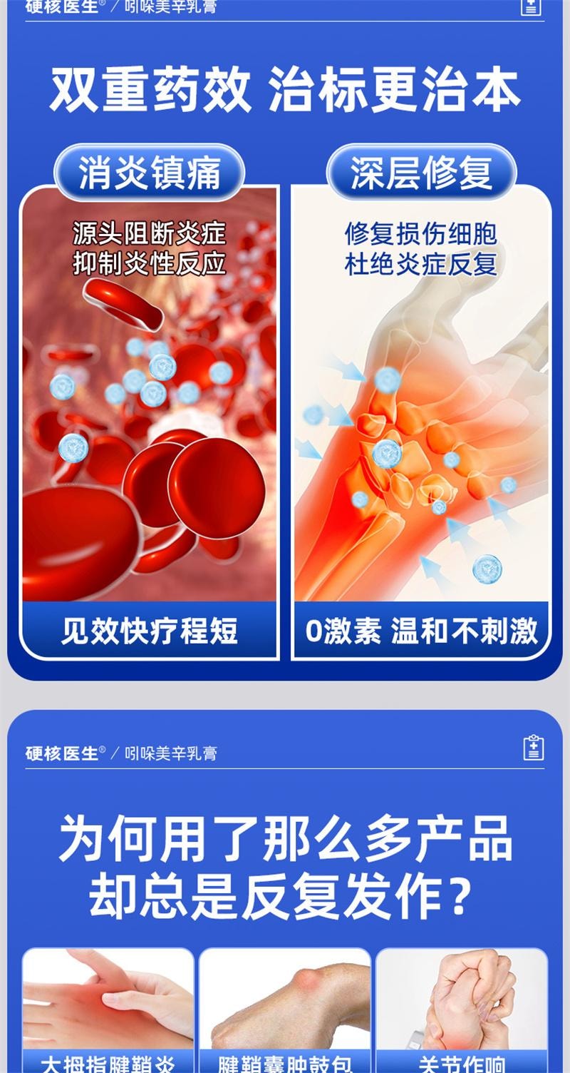【中國直郵】 硬核醫師 吲哚美辛乳膏 腱鞘炎藥膏手指關節疼痛特效藥專治大拇指手腕專用貼膏藥健鞘囊腫 30g