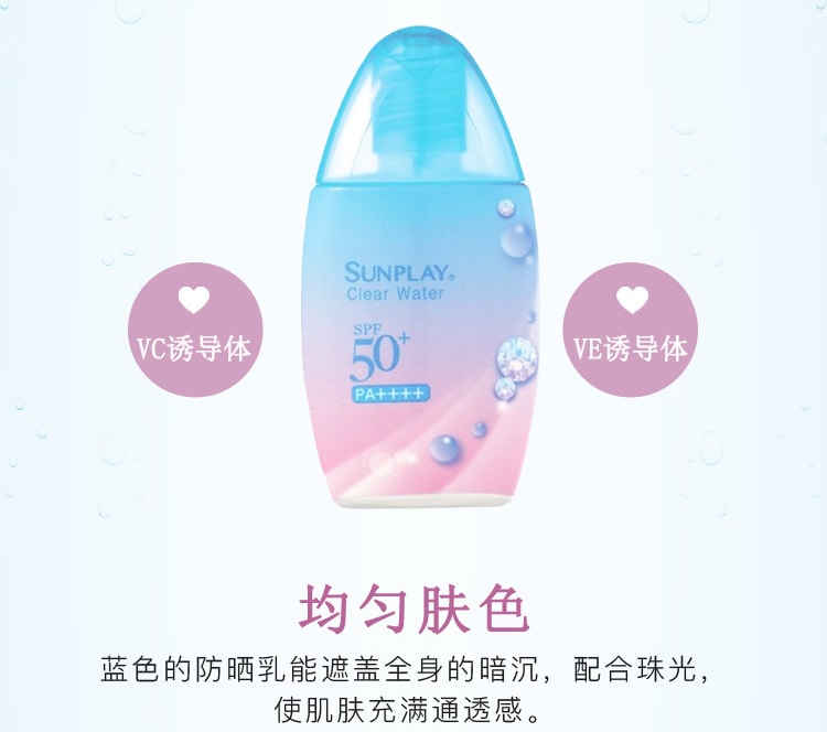 日本ROHTO樂敦 SUNPLAY2018年新款透亮防曬素肌霜 SPF50+ PA++++ 30g