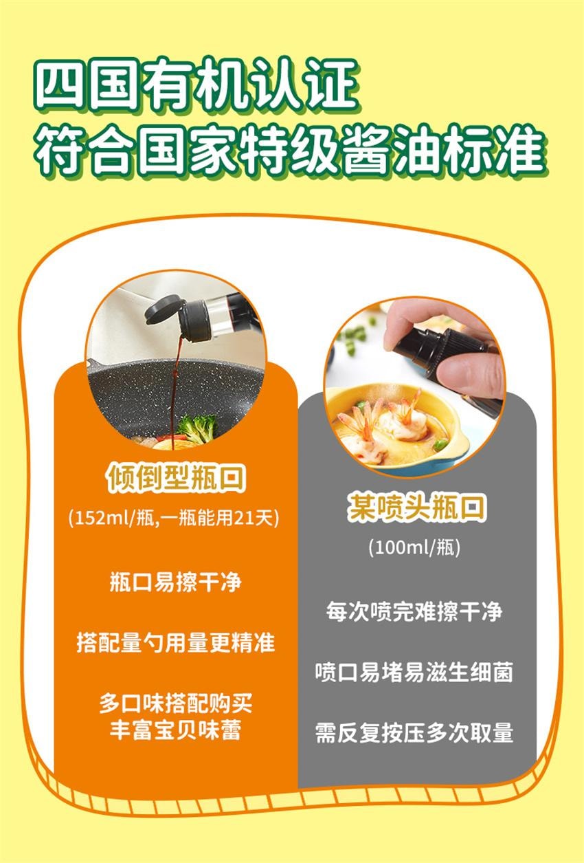 【中國直郵】 爺爺的農場 特級有機減鹽醬油 無添加兒童寶寶輔食專用調味料 152ml/瓶(明星代言-劉濤)