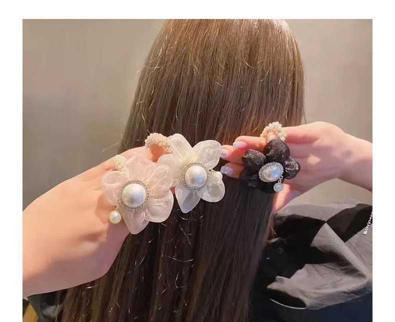 【中国直邮】爪哇岛 超仙珍珠发圈发绳 粉色花朵款