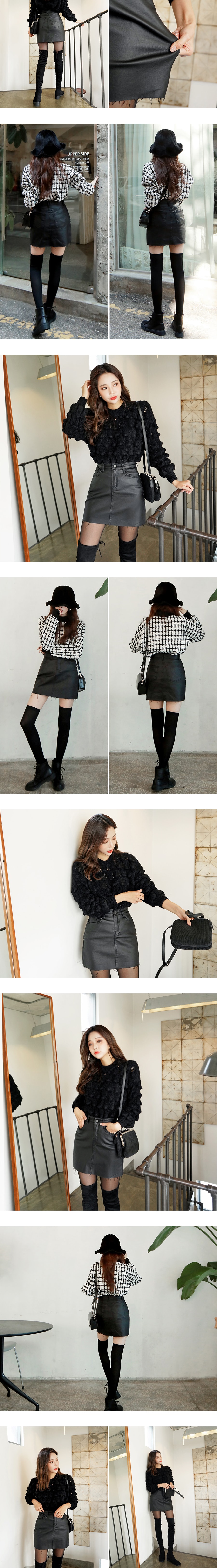 Coated Mini Skirt #Black M(27-28)