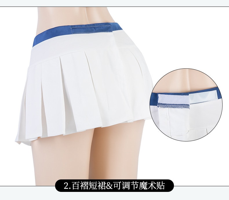 【中國直郵】曼煙 情趣內衣 性感繫帶三點胸罩海軍水手服套裝 藍色均碼(不含絲襪)
