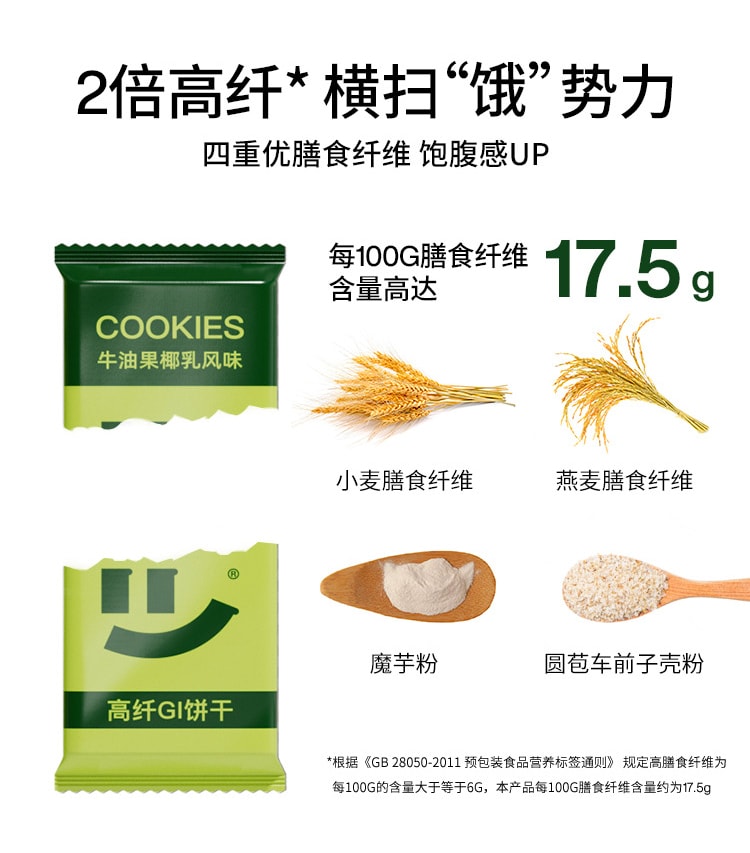 【中国直邮】轻食兽 代餐饼干全麦粗粮低GI孕妇早餐饱腹解馋健身 牛油果椰乳味168g/盒