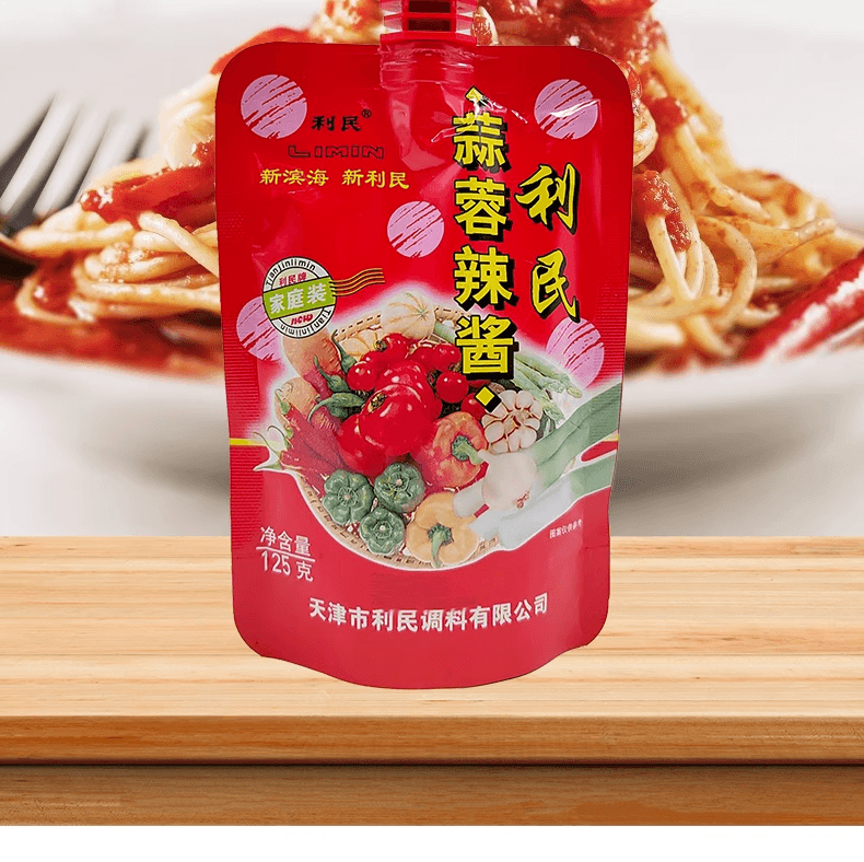 LIMIN利民 利民 天津蒜蓉辣酱袋装烧烤辣椒酱家用下饭菜调料拌面拌饭酱125g*1袋
