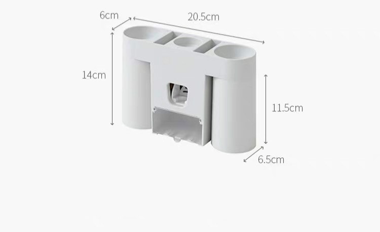 All-in-one automatic toothpaste dispenser and toothbrush holder sets - Cream White