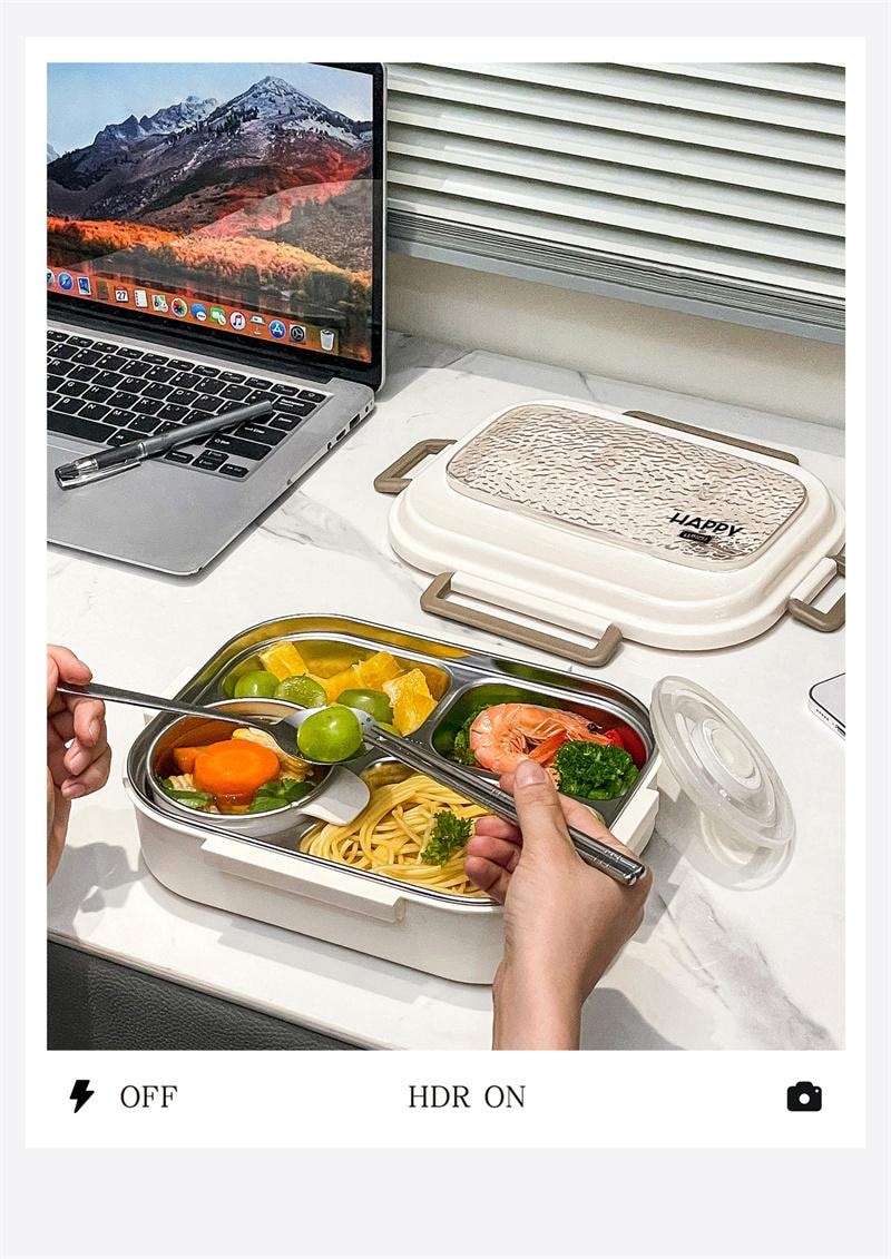 【中國直郵】 親太太 保溫便當盒可微波爐加熱分格便當餐盒 抗菌316 冰河白五格1.5L