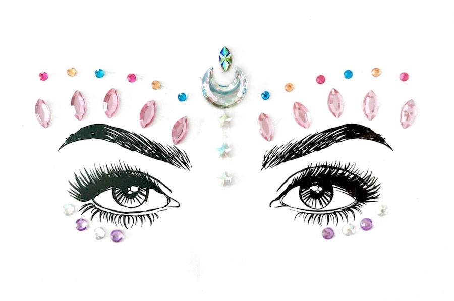JIAOJIAO EDM Rave Music Festival Makeup Diamond Face Jewels Eye Stickers