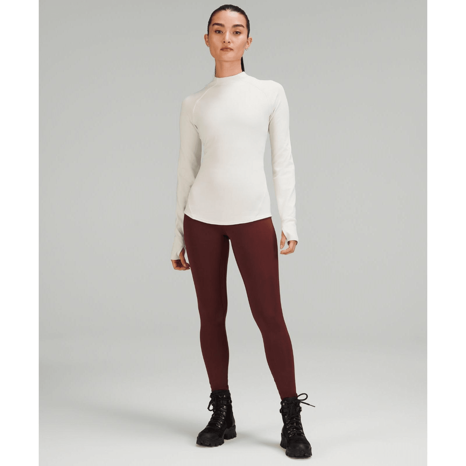 LULULEMON||Fleece女士運動高腰拉絨緊身褲26"亞洲版型||紅色梅洛 L LW5FBKA