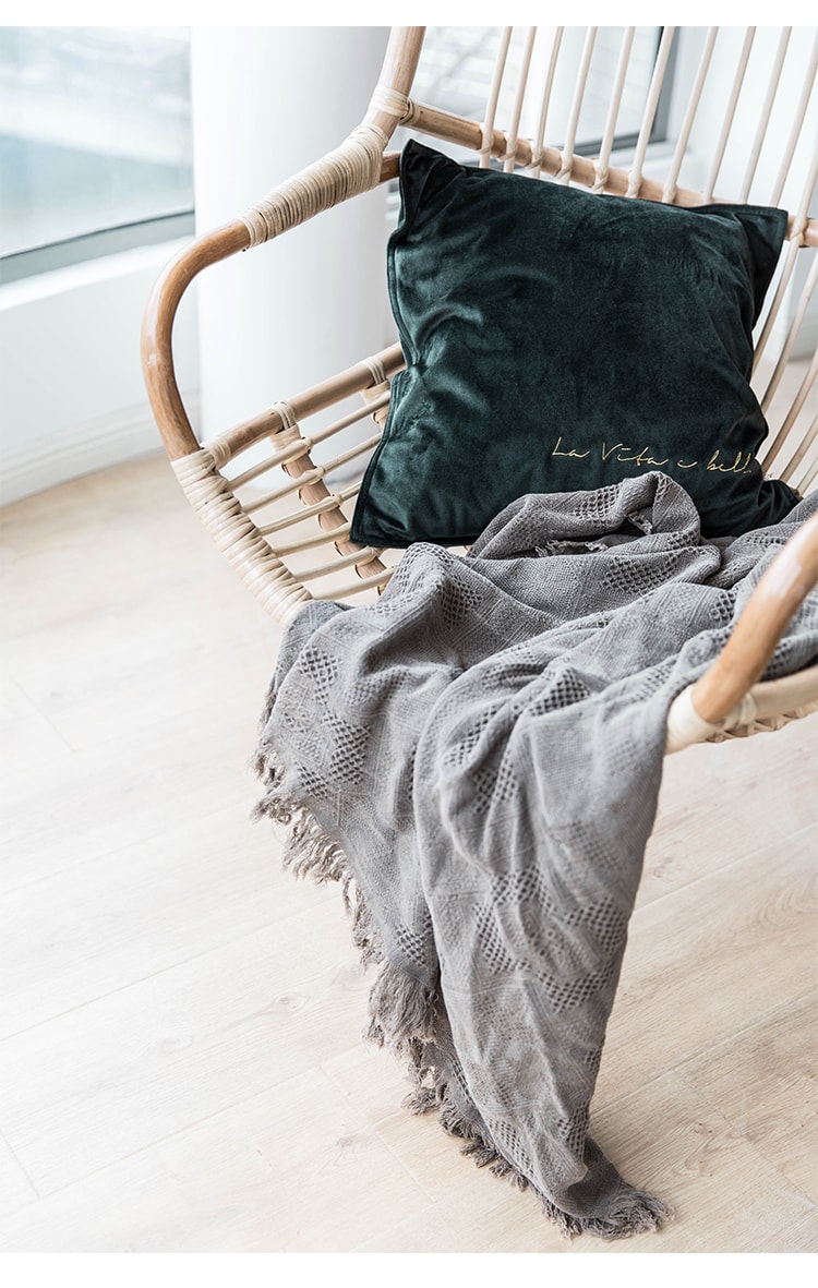 述物ins北欧风丝绒抱枕客厅卧室正方形沙发靠垫床头腰靠枕套-蓝色