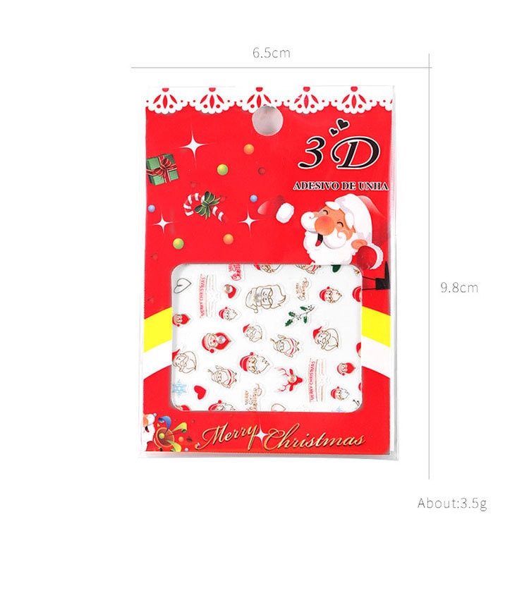 灰姑娘精选 圣诞节卡通带钻3D美甲防水贴纸 #06