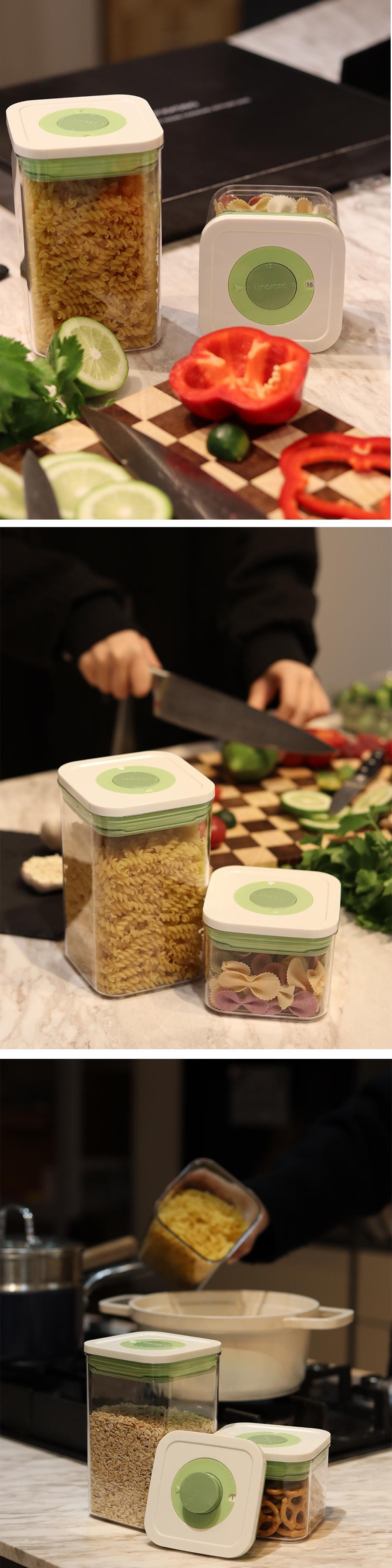 LINOROSO 4個裝食物保鮮儲藏收納盒真空密封食品盒1L