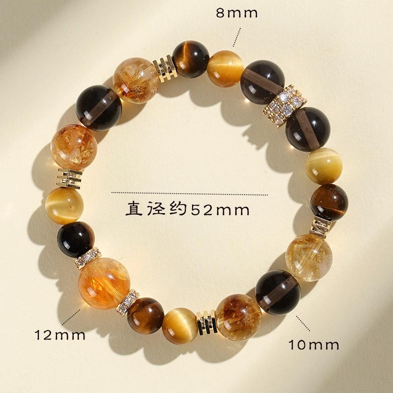 万比邻精选 【东方美学】 金霸大综合  天然黄塔水晶串珠手链 女 高级感虎眼石手串【2025年爆款 强力吸金招财】