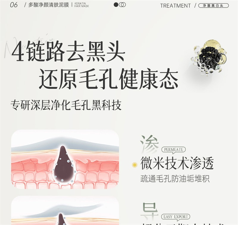 【中国直邮】 儒意 多酸净颜清肤泥膜 去黑白头闭口粉刺收缩深层清洁毛孔涂抹式积雪草清洁面膜 150g/瓶