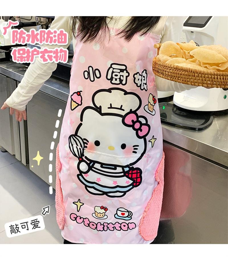 【中國直郵】 親太太 廚房圍裙綁帶式設計防水防油煮飯可擦手 藍狗1條