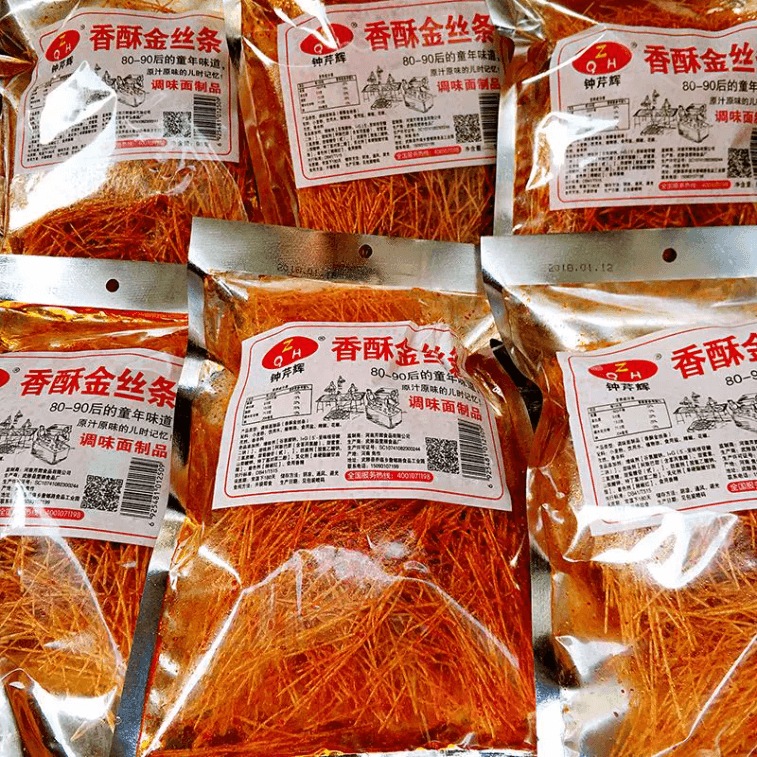 【中国直邮】 钟芹辉 香酥金丝条辣条  网红90后儿时小麻辣零食脆辣丝80后怀旧葫芦香菇丝30g*1包
