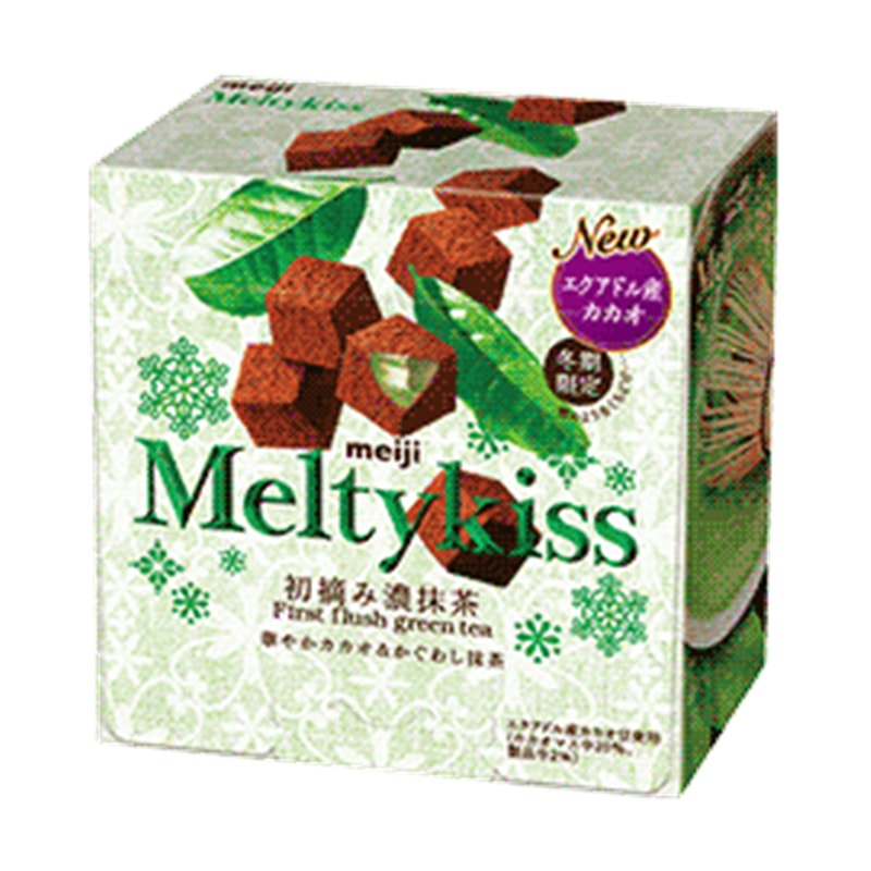 【日本直郵】日本本土版 明治MEIJI 新版 冬季限定 雪吻巧克力 抹茶口味 56g