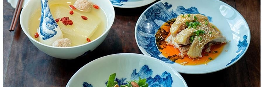 蓝印东方 相伴见山 景德镇青花陶瓷餐具碗盘 饭碗圆碗 米饭碗 4.5" *4【4份超值装】