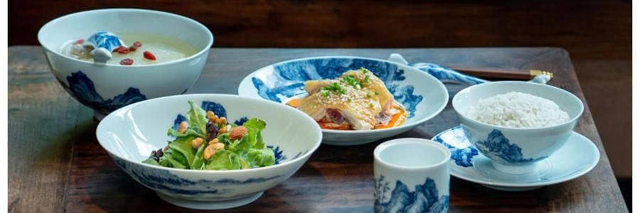蓝印东方 相伴见山 景德镇青花陶瓷餐具碗盘 饭碗圆碗 米饭碗 4.5" *4【4份超值装】