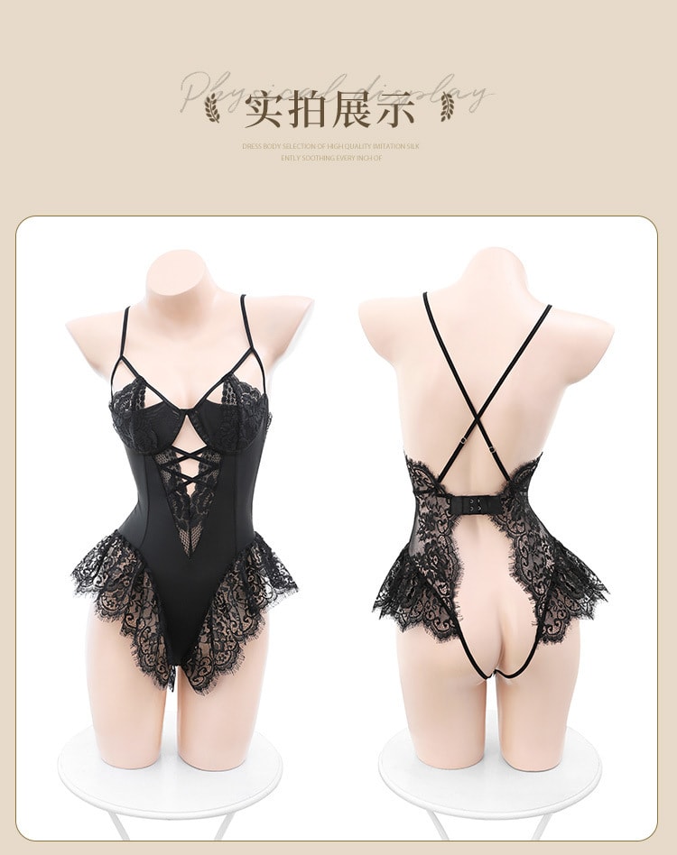 【中国直邮】霏慕 蕾丝裸背露臀开裆兔女郎情趣内衣成人性感