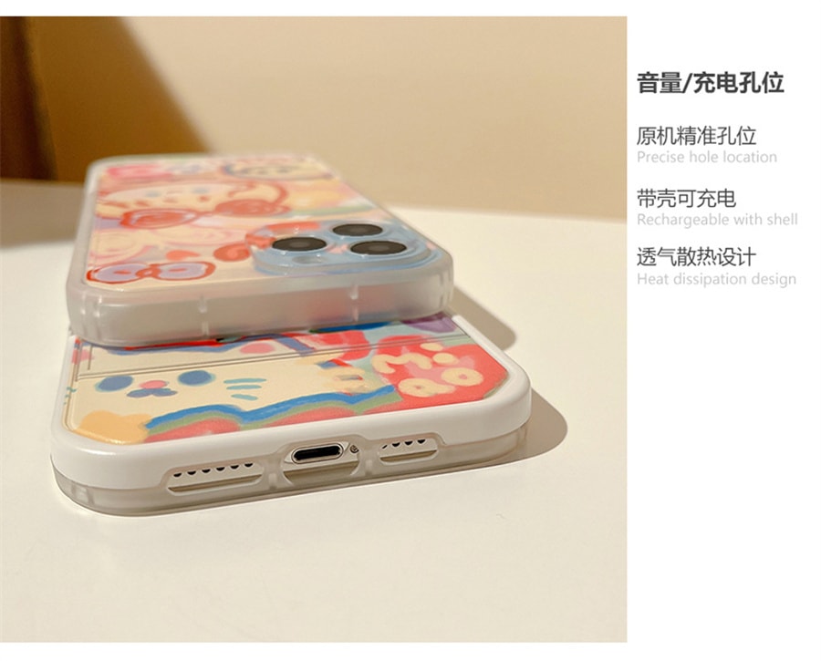 【中国直邮】塔下卡通情侣涂鸦手机壳隐形支架  适用iPhone13pro max  宠物女孩