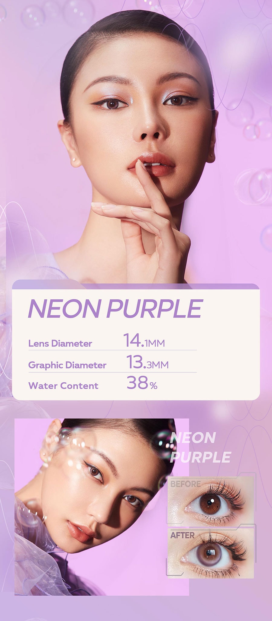 CoFANCY Highlight Moment Collection Daily Colored Contacts (10pcs/box)#Neon Purple 0