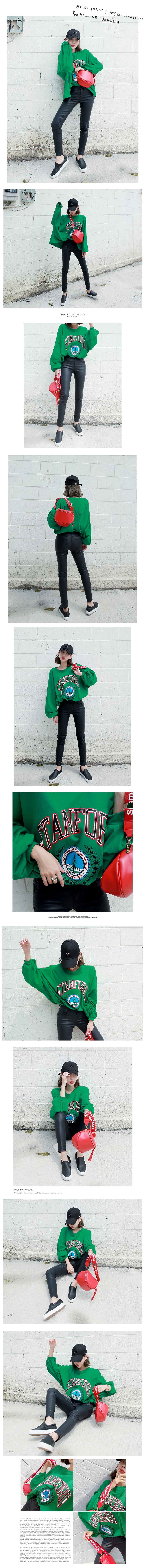 [KOREA] STANFORD Oversized Puff Sleeve Sweatshirt #Green One Size(Free) [免费配送]