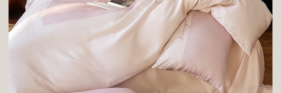 YUNYU芸裕家居 簡約輕奢雙拼60S蘭精天絲四件組 胭脂粉 220cm×240cm