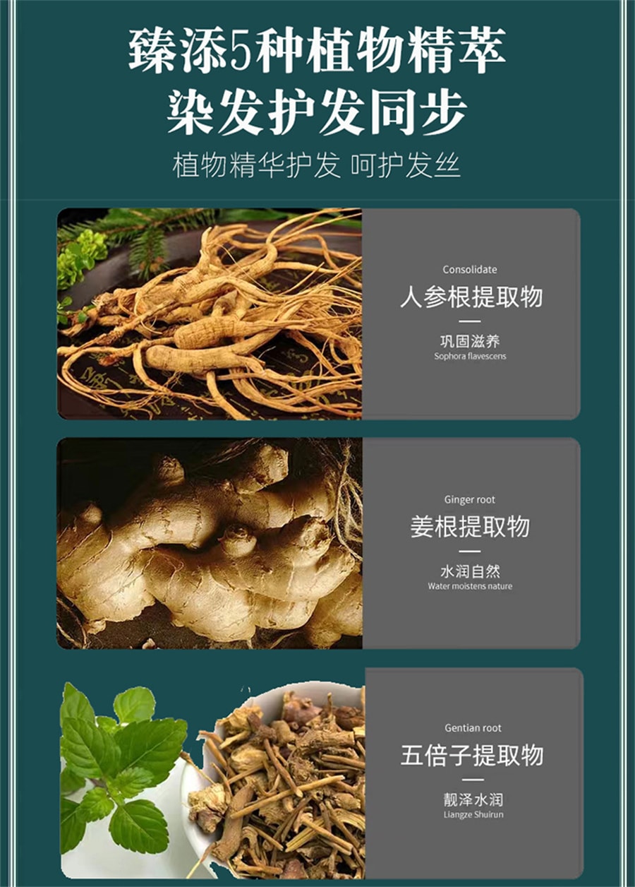 【中国直邮】 南京同仁堂 染发剂植物纯自然黑天然无刺激泡泡一洗黑自己在家染发膏 棕黑色 500ml