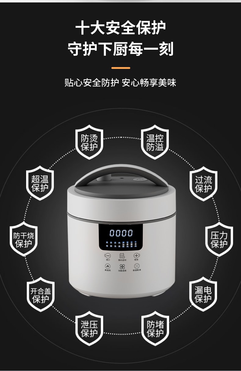 Multi-functional Intelligent Appointment High-voltage Rice Cooker Large  Capacity Electric Pressure Cooker 4L White 1Piec