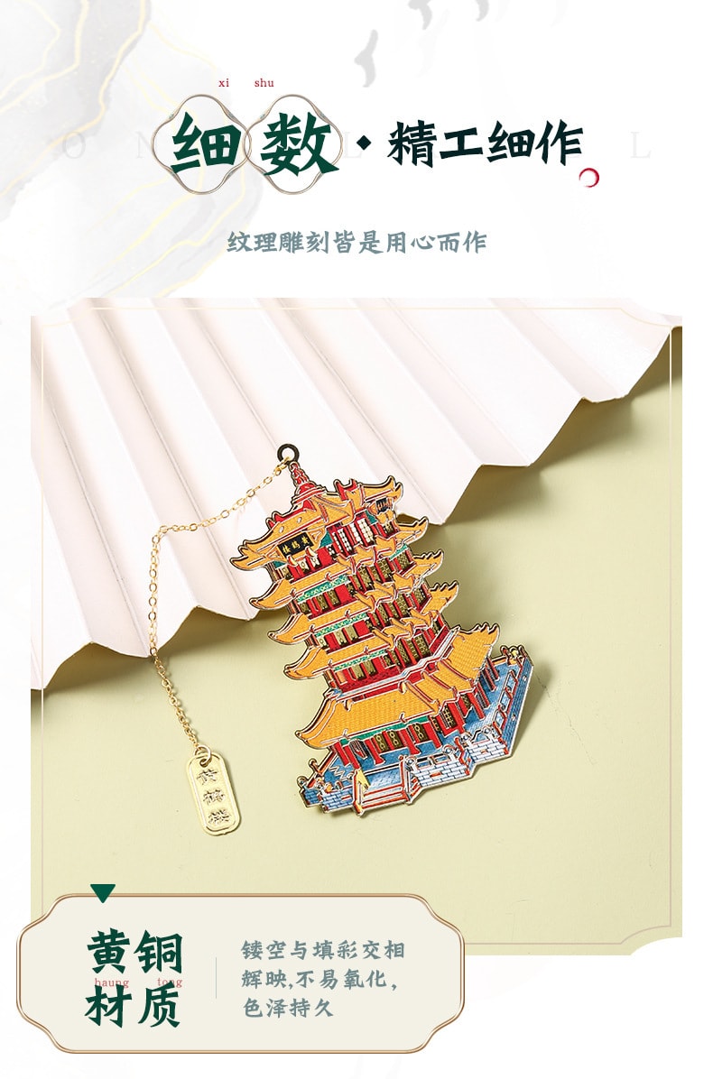親王 黃鶴樓四大名樓古典建築書籤中國風金屬黃銅書籤書籤 滕王閣0PP袋裝