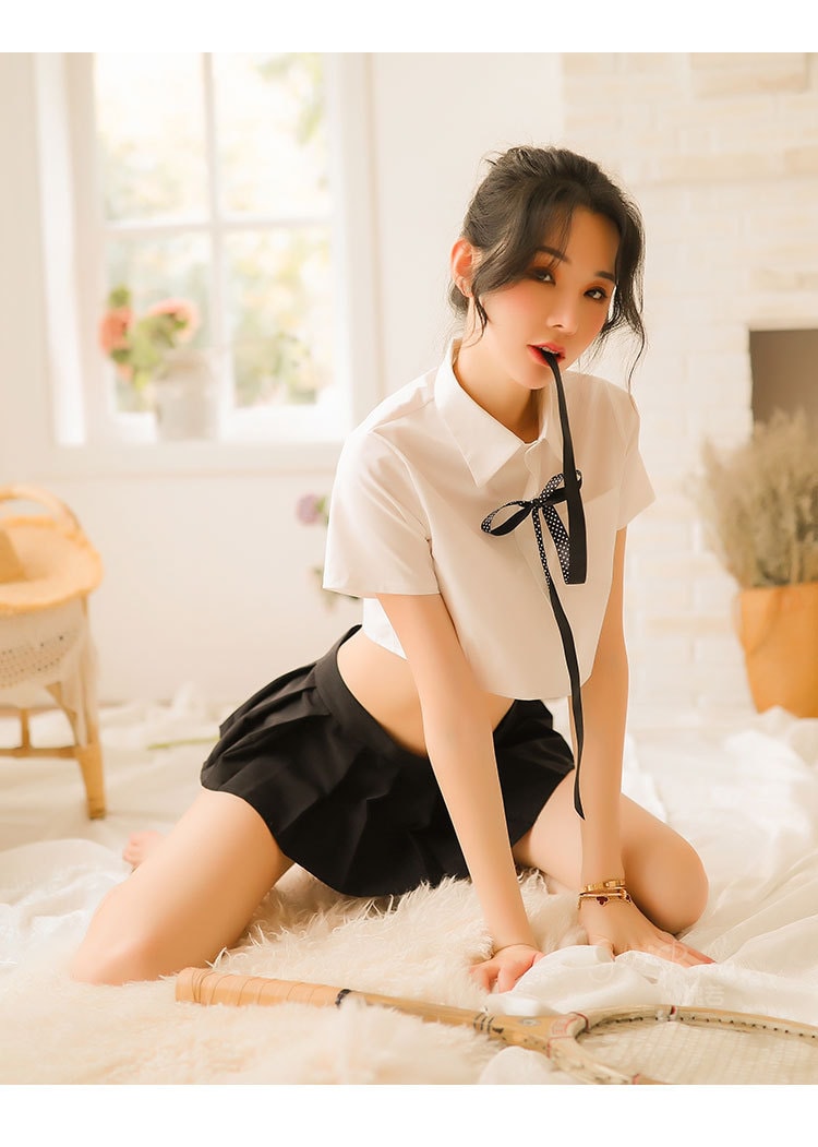 【中國直郵】瑰若 情趣內衣 清純學生製服套裝 M碼 黑白款