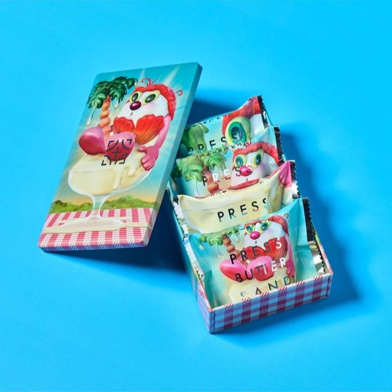 【日本直邮】 日本 press butter sand 艺术家联名限定款 香草椰子黄油夹心曲奇 4枚装