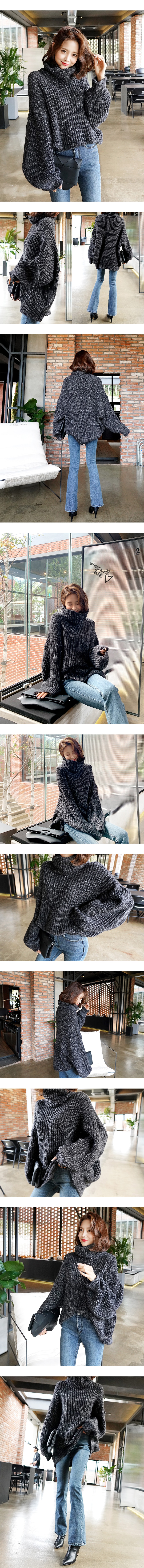 WINGS Oversized Turtleneck Sweater #Charcoal One Size(Free)