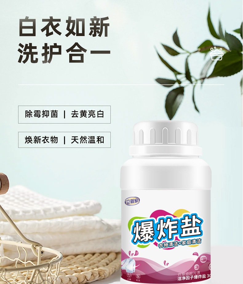立管家 爆炸鹽活性色白衣物家用彩漂粉去黃去漬洗衣伴侶漂白劑 300g/罐