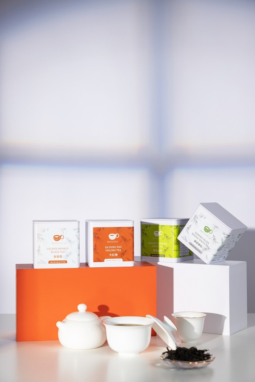 BESTLEAFTEA美國 茶禮物盒 春茶 寧靜系列有機明前龍井綠茶|茉莉銀針白茶套裝