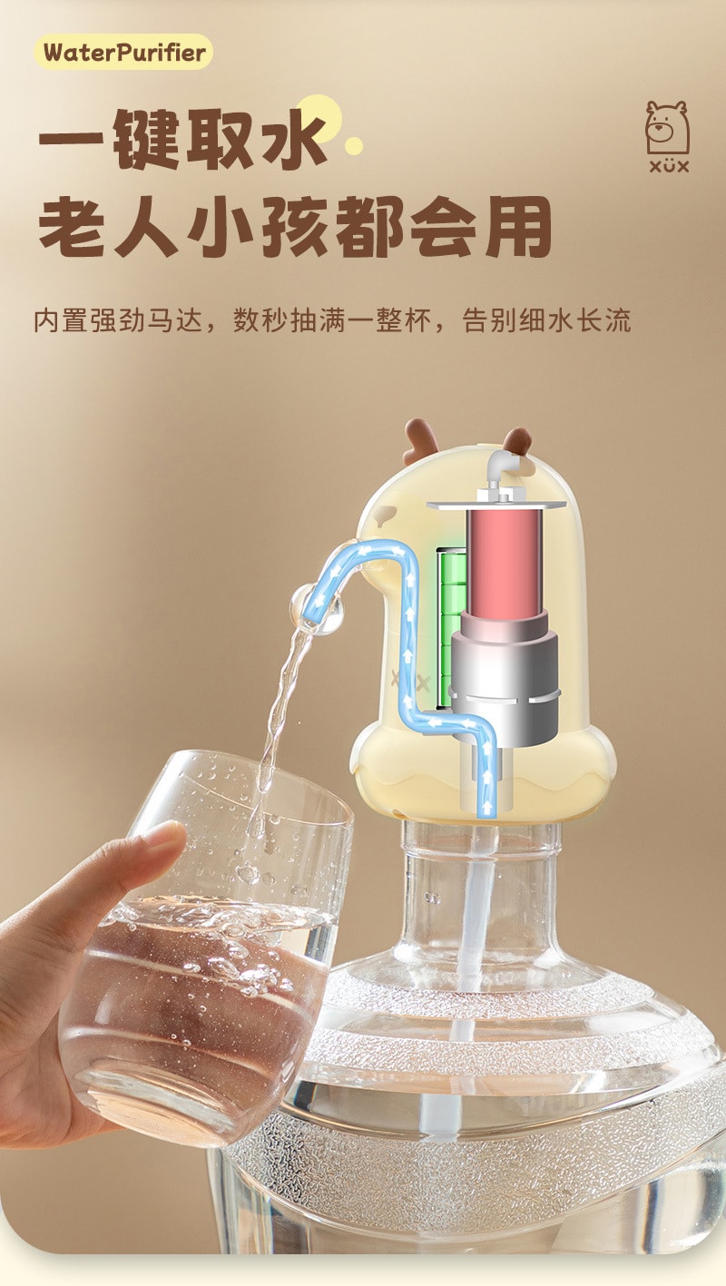 【中国直邮】亲太太 桶装水抽水器电动压水器纯净饮水机矿泉水泵吸水自动出水神器取水   黄色